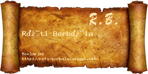 Réti Borbála névjegykártya